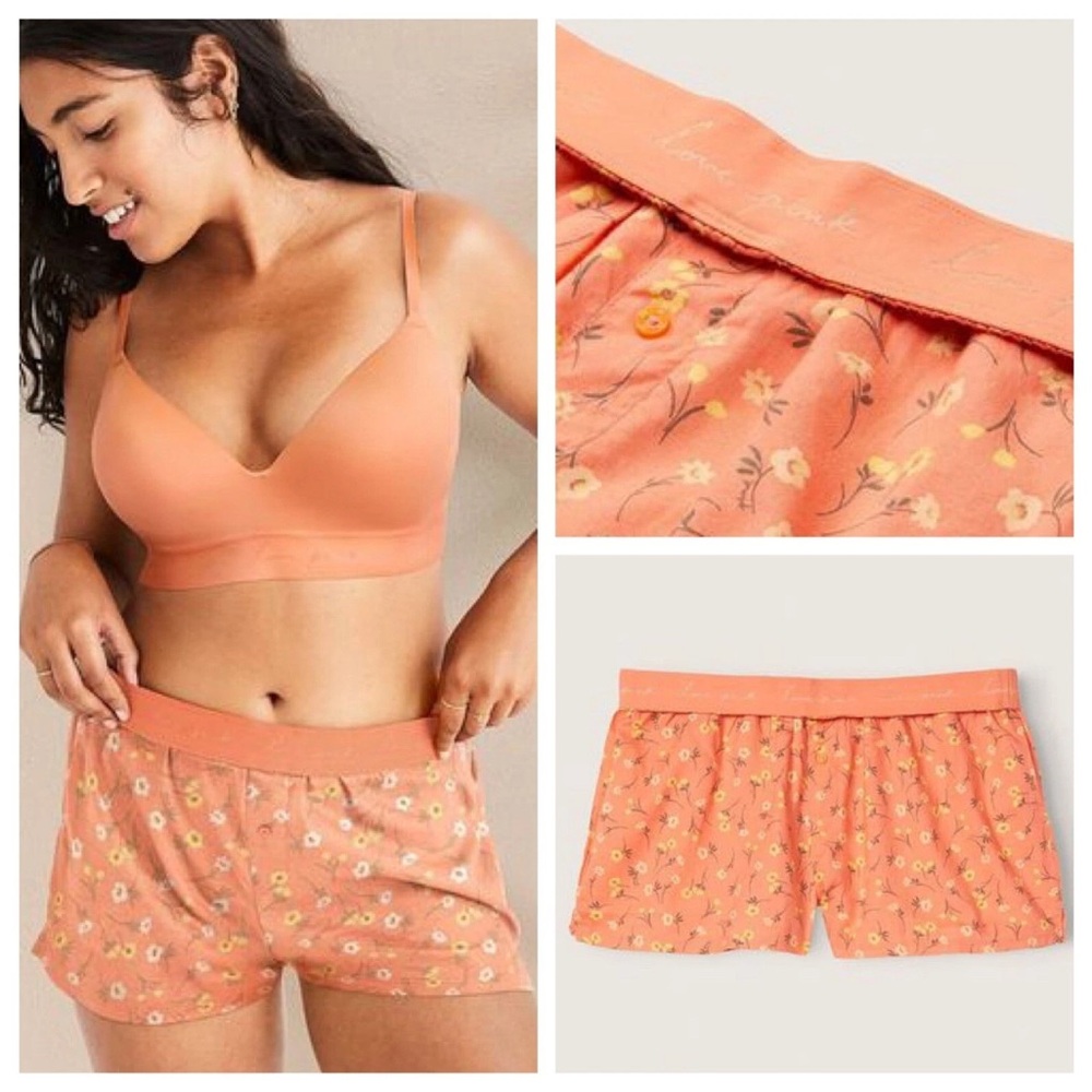 Victorias Secret Peach Floral Sleep Shorts – Women's Intimates & Sleepwear
